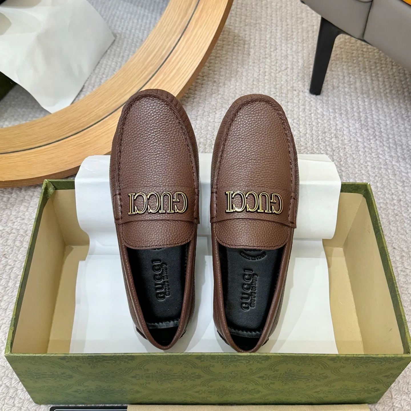 Men's shoes 💰420 (Yangli) Gucci* - the top version of Gucci classic beanie shoes! It is made of imported original cowhide and has a comfortable first layer of sheepskin lining! Original wear-resistant rubber outsole! High quality products! Size 38-46, with shoe dial, cloth bag, card
